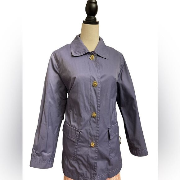 Issac Mizrahi Live Periwinkle Nylon Trench Coat w/Floral Lining (Size: Medium) - Picture 5 of 16